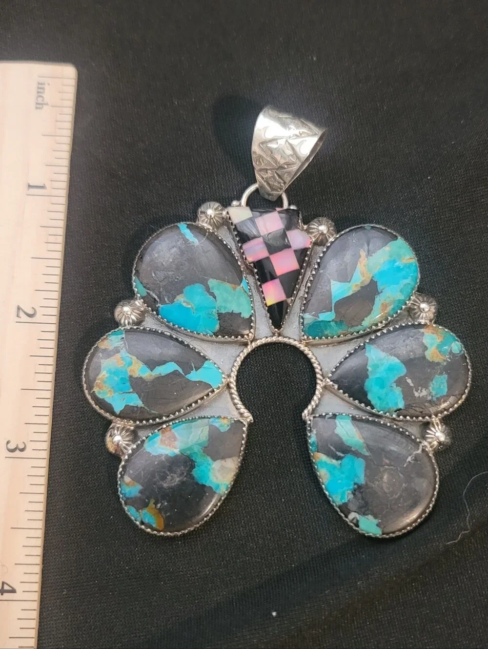Naja Sonoran Gold Turquoise Sterling Silver Pendant - Picture 7 of 9